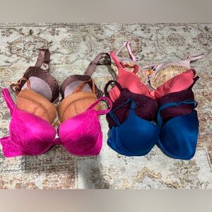 Victoria's Secret Vibrant Bra Collection - Pink, Brown, Blue